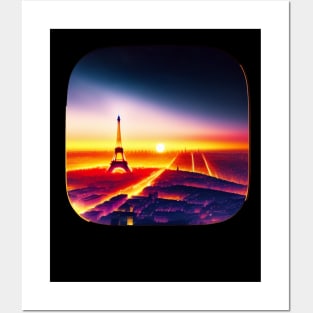 Airplane View Paris Sunset Posters and Art